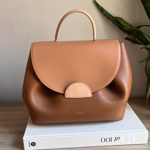 Polene numero uno trio camel leather handbag
